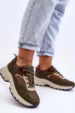 Damskie Boto Sznurowane Buty Sportowe Na Platformie Zielone Escape