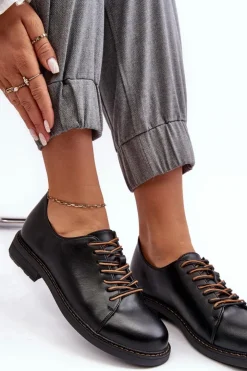 Damskie Buty damskie Vinceza Sznurowane Skórzane Damskie Półbuty Czarne Nakera