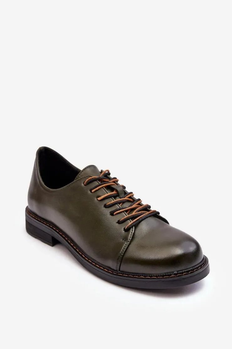 Buty damskie Vinceza Sznurowane Skórzane Damskie Półbuty Ciemnozielone Nakera