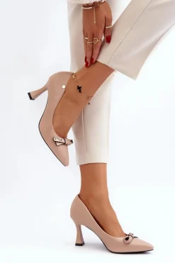 Discount Buty damskie Vinceza Szpiki Eko Skórzane Beżowe Kismetti