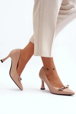 Discount Buty damskie Vinceza Szpiki Eko Skórzane Beżowe Kismetti