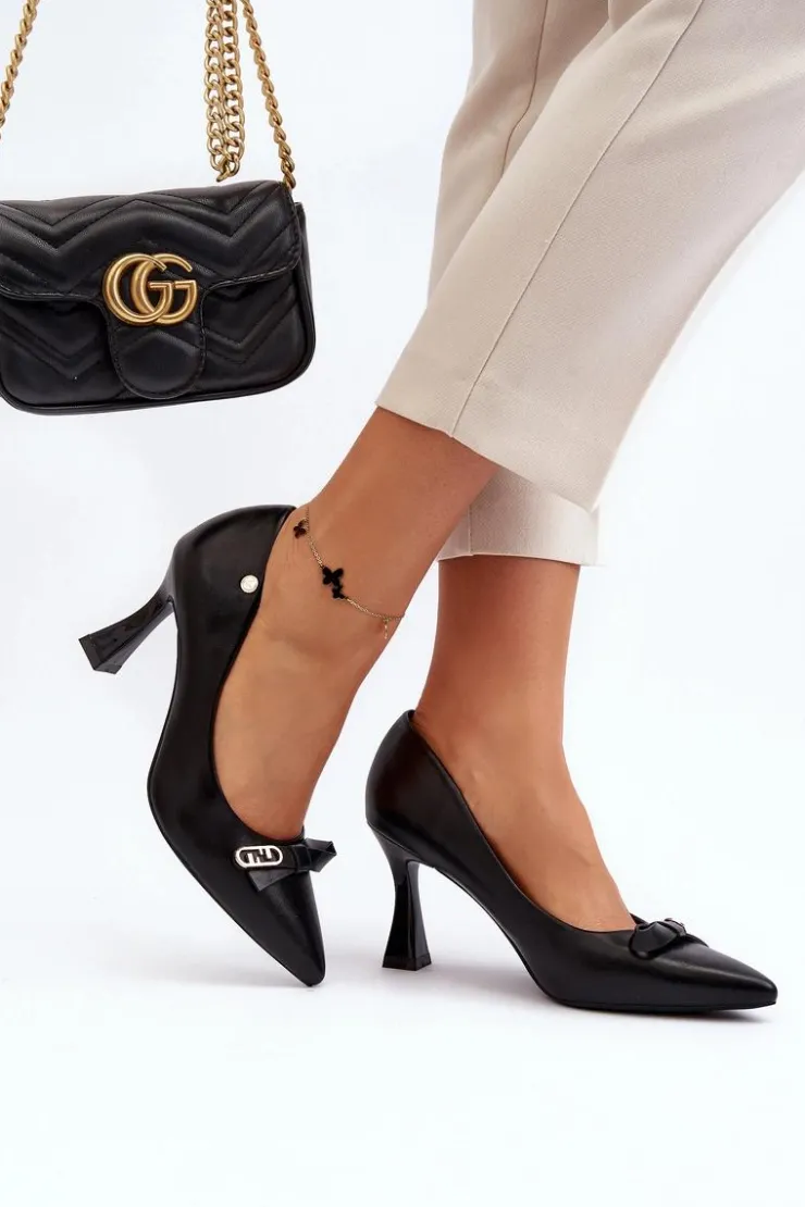 Damskie Buty damskie Vinceza Szpiki Eko Skórzane Czarne Kismetti