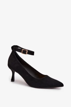 Online Boto Szpilki Czółenka Z Eko Zamszu Czarne Devoria Czarny