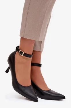 Boto Czółenka Klasyczne*Szpilki Czółenka Z Paskiem Czarne Perrine Czarny