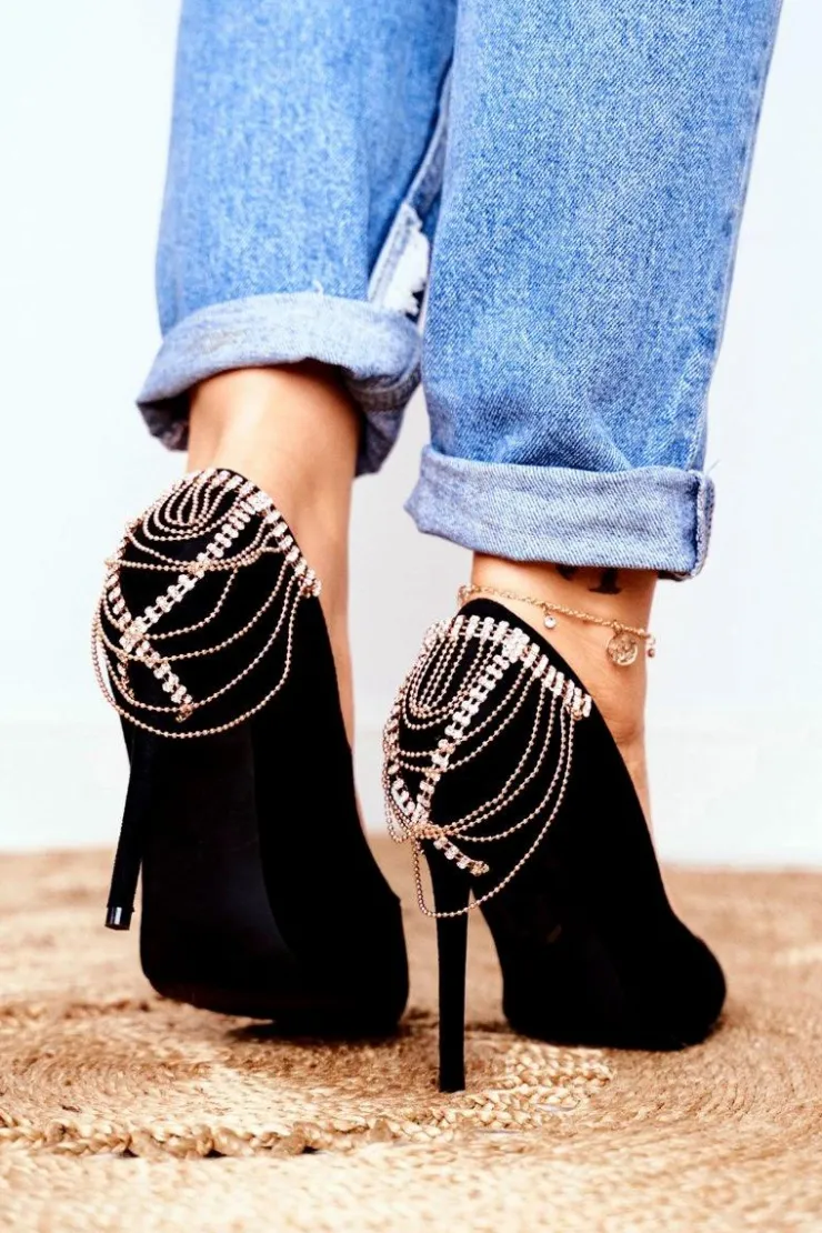 Outlet Boto Szpilki Damskie Czarne Zamszowe Imprezowe Pacardo