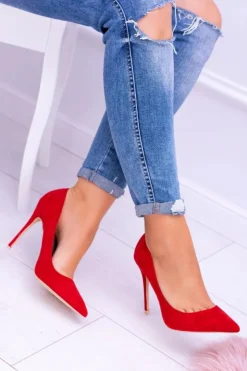 Discount Boto Szpilki damskie Lu Boo Zamszowe Czerwone W Szpic Fione