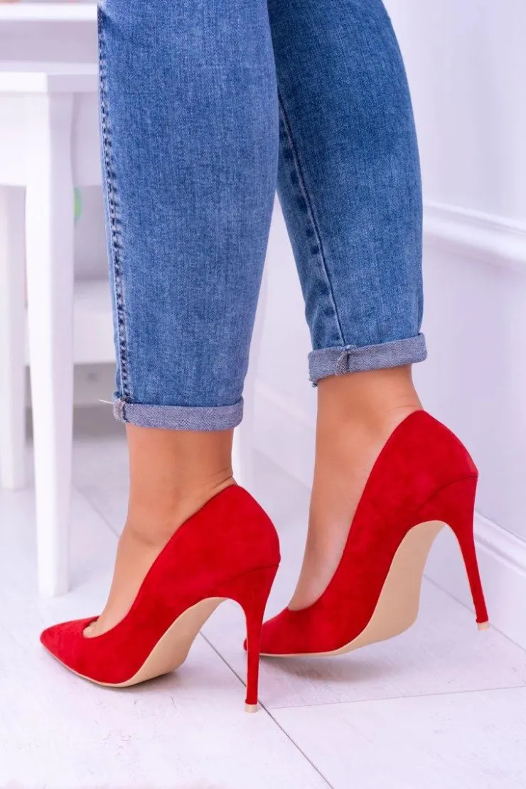 Discount Boto Szpilki damskie Lu Boo Zamszowe Czerwone W Szpic Fione
