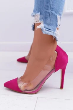 Boto Szpilki Zamszowe*Szpilki Damskie Transparentne W Szpic Fuksja Live