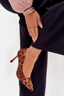 Outlet Buty damskie Vinceza Szpilki Damskie W Panterkę Vinceza 62264 Brązowe