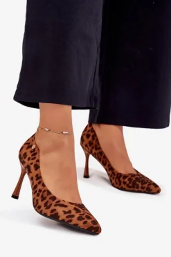 Outlet Buty damskie Vinceza Szpilki Damskie W Panterkę Vinceza 62264 Brązowe