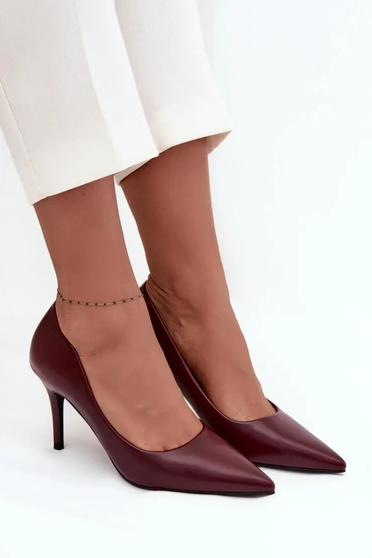 Damskie Boto Szpilki Damskie Z Eko Skóry Bordowe Sivana