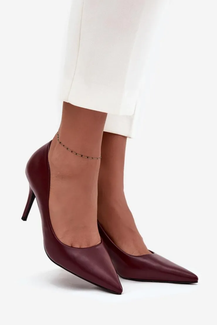 Damskie Boto Szpilki Damskie Z Eko Skóry Bordowe Sivana