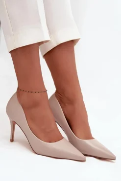 Boto Czółenka Klasyczne*Szpilki Damskie Z Eko Skóry Beżowe Sivana Beżowy