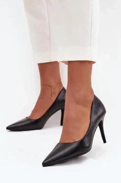 Damskie Boto Szpilki Damskie Z Eko Skóry Czarne Sivana