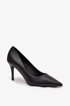 Damskie Boto Szpilki Damskie Z Eko Skóry Czarne Sivana