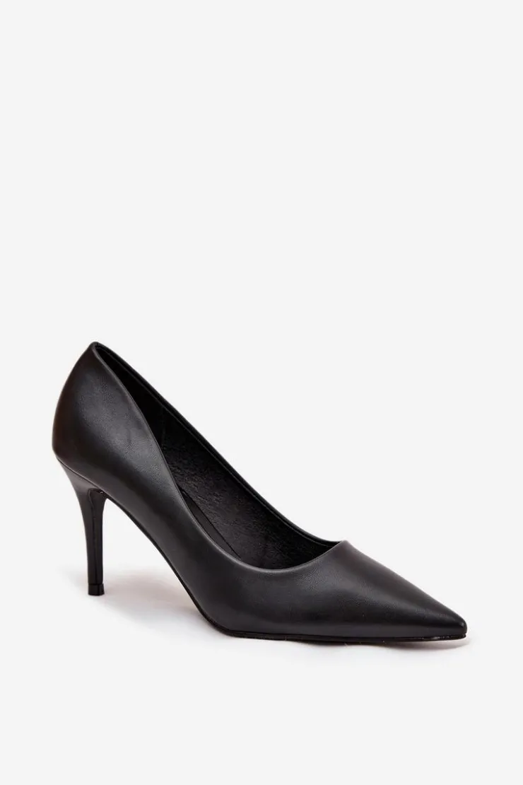 Damskie Boto Szpilki Damskie Z Eko Skóry Czarne Sivana