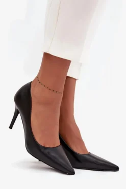 Damskie Boto Szpilki Damskie Z Eko Skóry Czarne Sivana