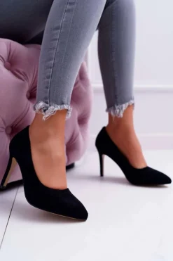 Boto Szpilki Zamszowe*Szpilki Damskie Zamszowe W Szpic Czarne Kiss Me