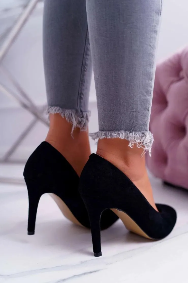 Boto Szpilki Zamszowe*Szpilki Damskie Zamszowe W Szpic Czarne Kiss Me