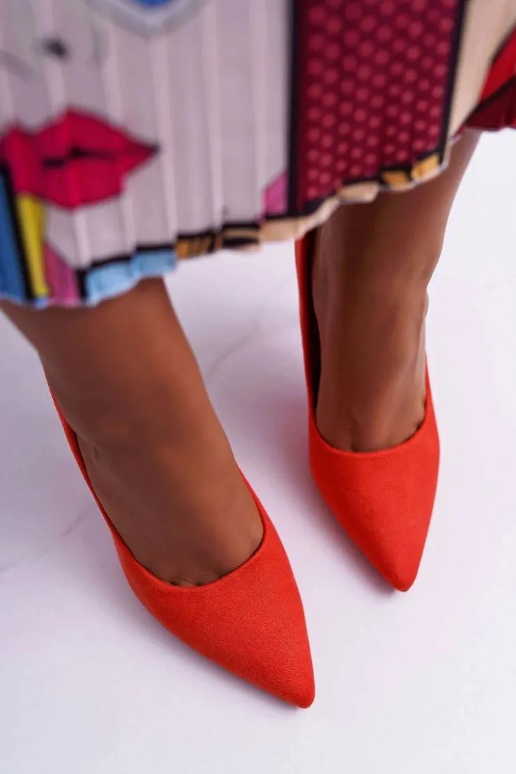 Boto Szpilki Zamszowe*Szpilki Damskie Zamszowe Pomarańczowe Yanna