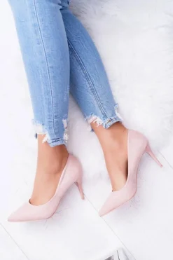 Clearance Boto Szpilki Damskie Zamszowe W Szpic Różowe Cream