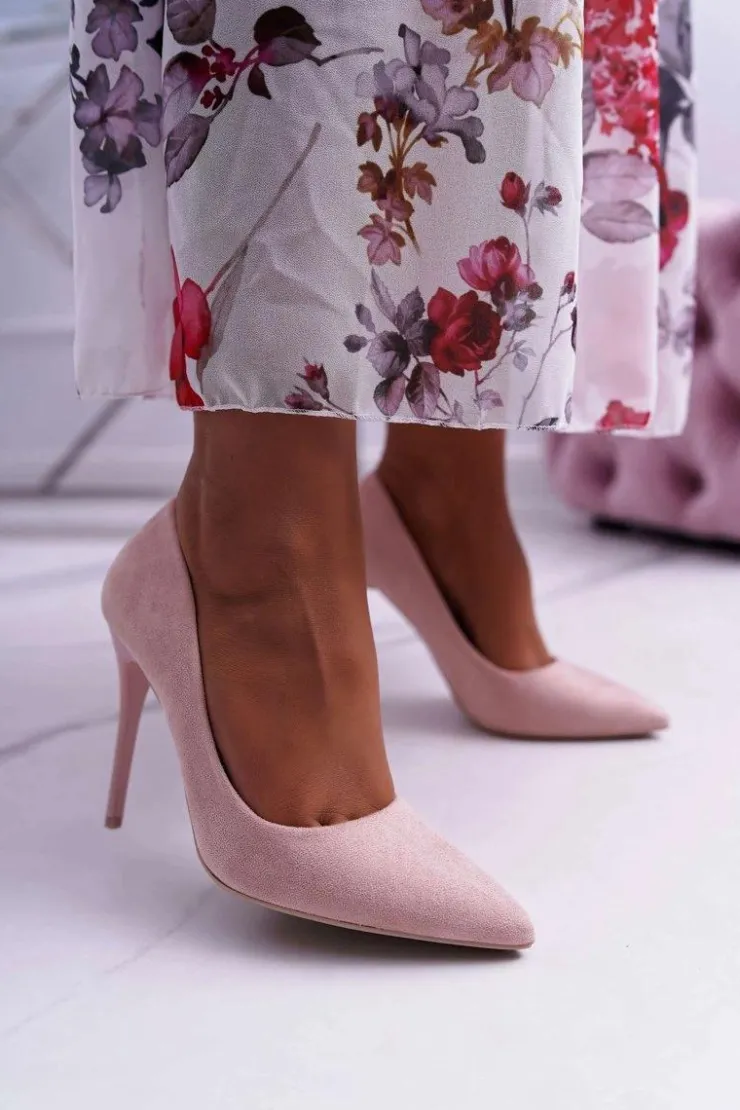 Damskie Boto Szpilki Damskie Zamszowe Różowe Yanna