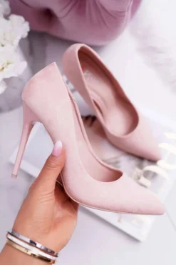 Damskie Boto Szpilki Damskie Zamszowe Różowe Yanna