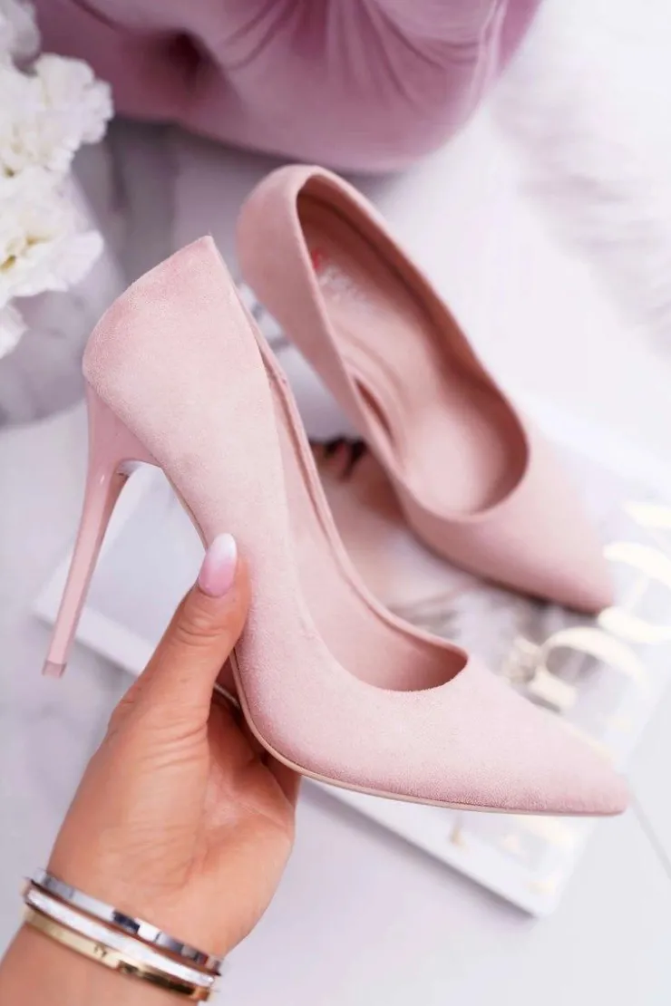 Damskie Boto Szpilki Damskie Zamszowe Różowe Yanna