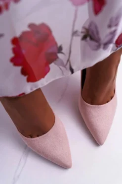 Damskie Boto Szpilki Damskie Zamszowe Różowe Yanna