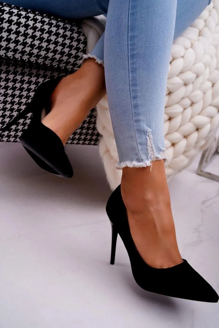 Boto Szpilki Zamszowe*Szpilki Damskie Zamszowe Czarne Betty