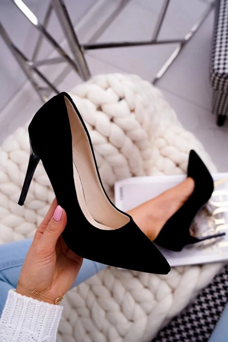 Boto Szpilki Zamszowe*Szpilki Damskie Zamszowe Czarne Betty