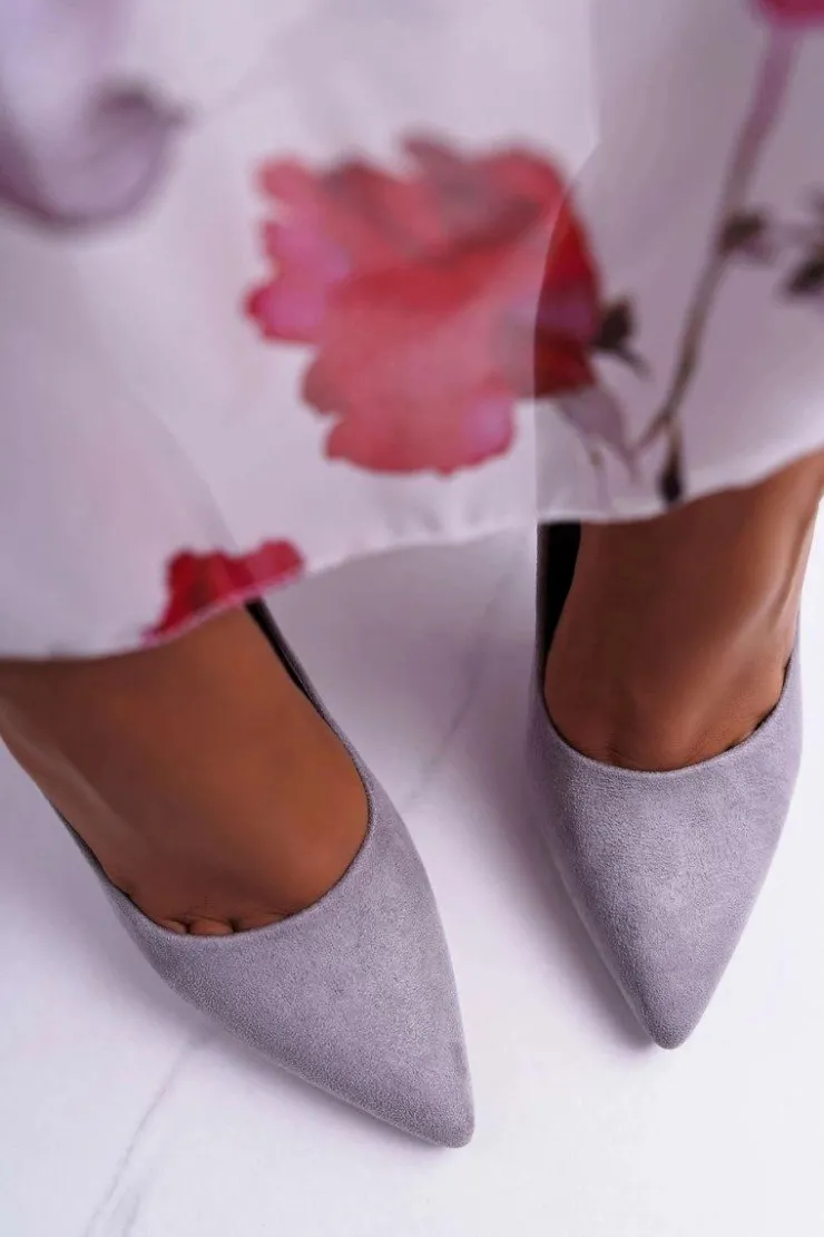 Damskie Boto Szpilki Damskie Zamszowe Szare Yanna