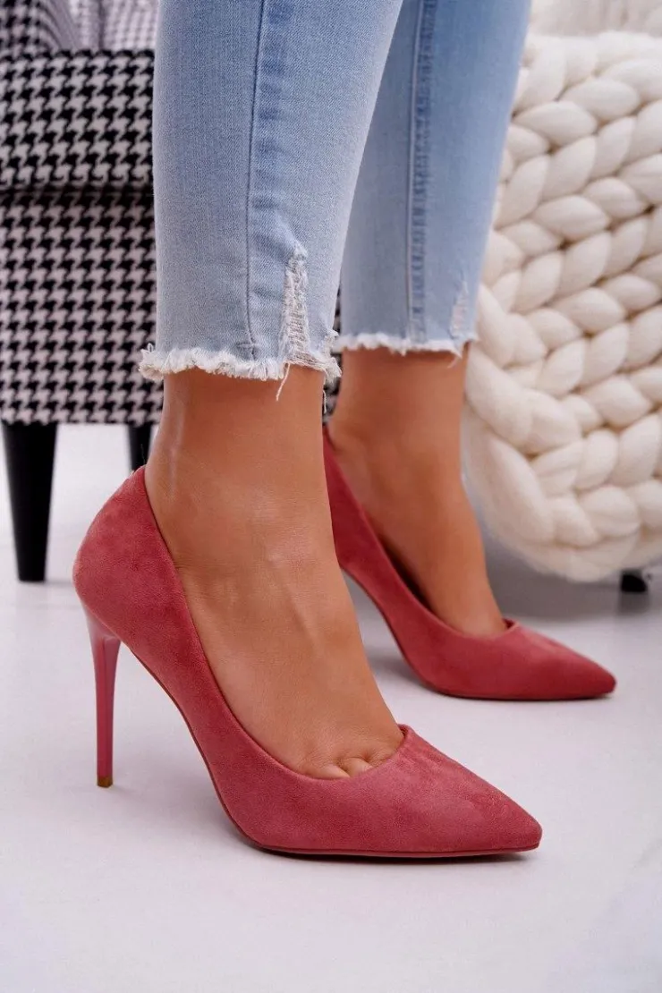 Damskie Boto Szpilki Damskie Zamszowe Różowe Betty