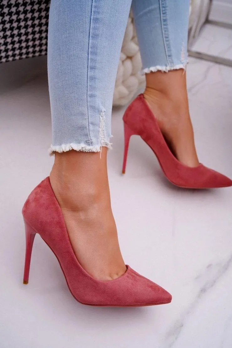 Damskie Boto Szpilki Damskie Zamszowe Różowe Betty