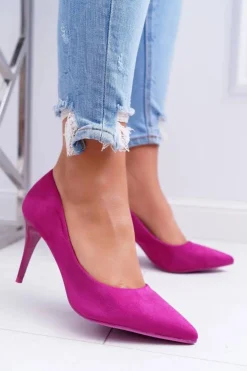 Boto Szpilki Zamszowe*Szpilki Damskie Zamszowe W Szpic Fuksja Cream