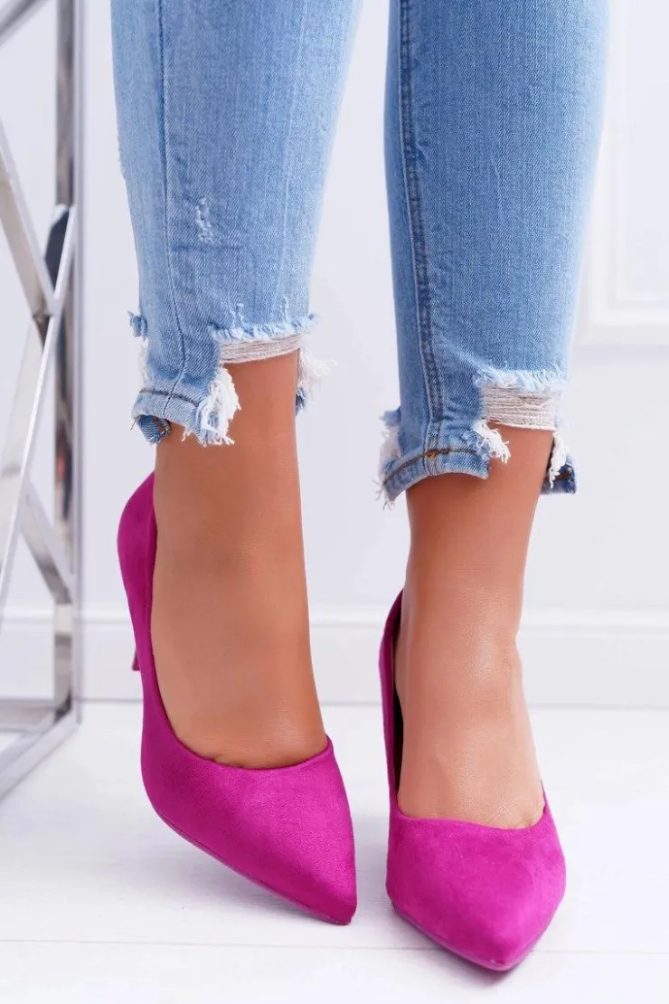 Boto Szpilki Zamszowe*Szpilki Damskie Zamszowe W Szpic Fuksja Cream