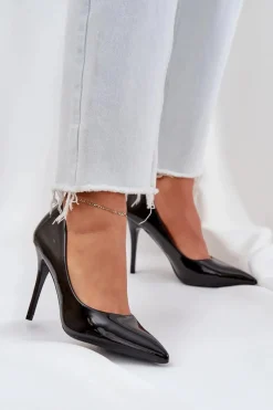 Discount Boto Szpilki Lakierowane Ze Szpiczastymi Noskami Czarne Omenra