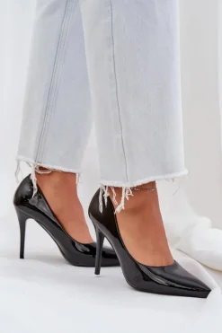 Discount Boto Szpilki Lakierowane Ze Szpiczastymi Noskami Czarne Omenra