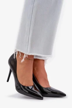 Discount Boto Szpilki Lakierowane Ze Szpiczastymi Noskami Czarne Omenra