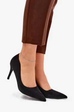 Damskie Boto Szpilki Z Eko Zamszu Czarne Vannith