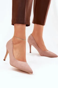 Boto Czółenka Klasyczne*Szpilki Z Eko Zamszu Khaki Vannith