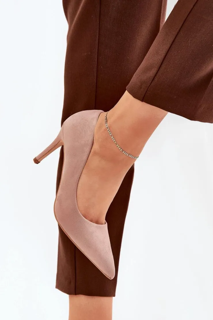 Boto Czółenka Klasyczne*Szpilki Z Eko Zamszu Khaki Vannith