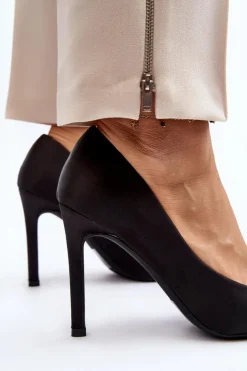 Boto Czółenka Klasyczne*Szpilki Z Kokardą Czarne Fairine