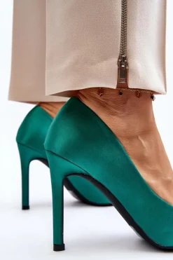 Damskie Boto Szpilki Z Kokardą Zielone Fairine