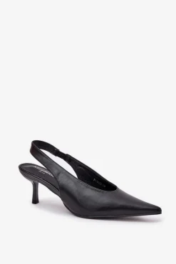 Discount Boto Szpilki Z Odkrytą Piętą Eko Skórzane Czarne Aricandia Czarny