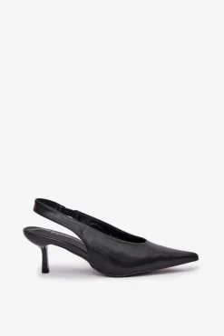 Discount Boto Szpilki Z Odkrytą Piętą Eko Skórzane Czarne Aricandia Czarny