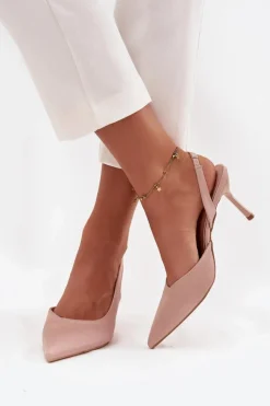 Damskie Boto Szpilki Z Odkrytymi Piętami Beżowe Lenira