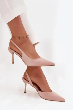 Damskie Boto Szpilki Z Odkrytymi Piętami Beżowe Lenira