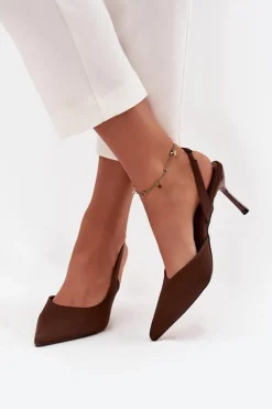 Boto Czółenka Klasyczne*Szpilki Z Odkrytymi Piętami Czekoladowe Lenira Brązowy