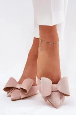 Damskie Boto Szpilki Z Odkrytymi Piętami I Kokardką Beżowe Eklevia